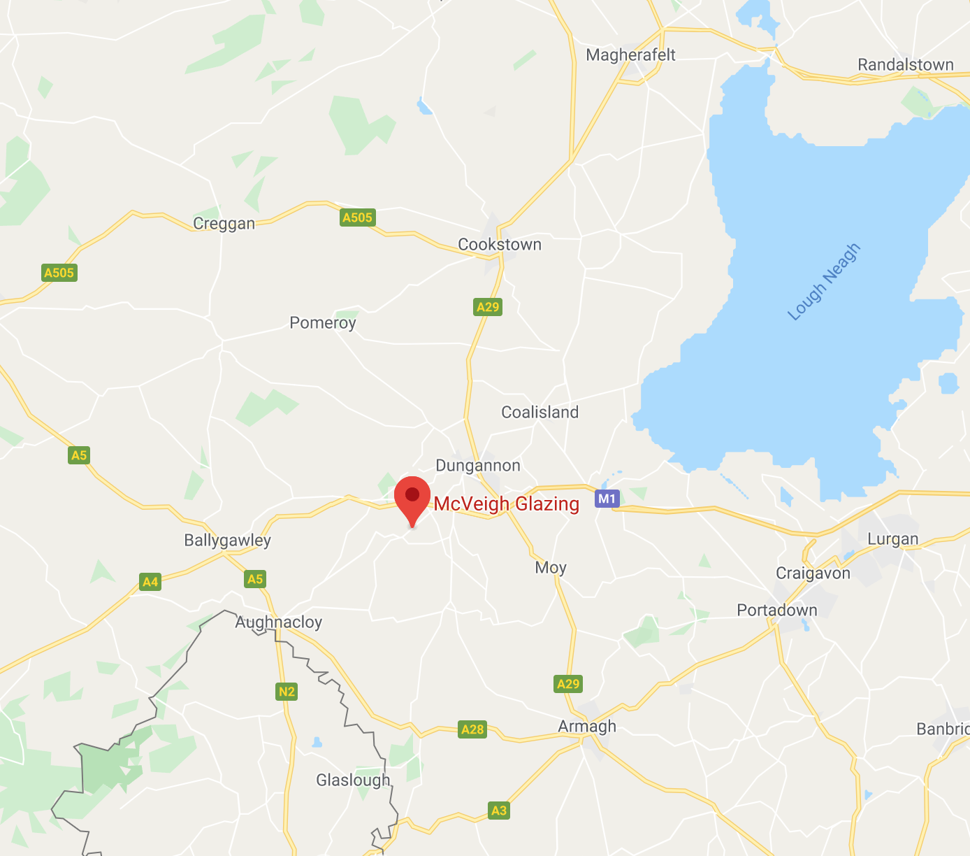 Google Map location of McVeigh Glazing